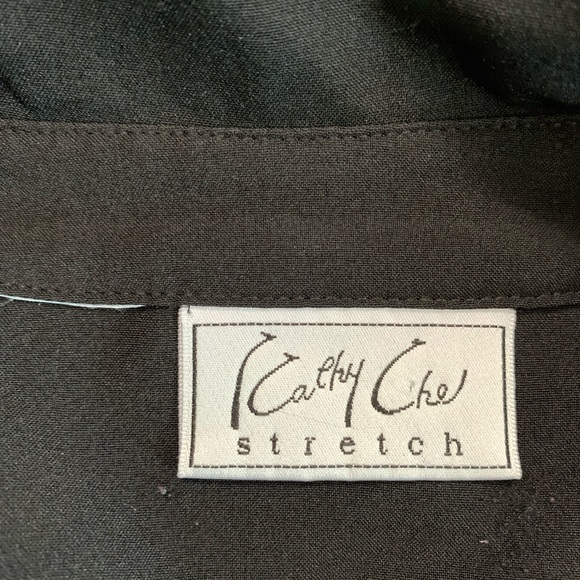 Cathy Che Stretch Black Button Down Blouse Size M-L - Picture 15 of 15